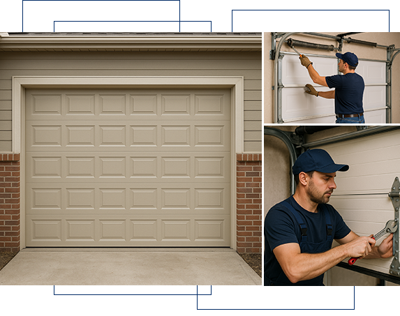 Technician performing fast garage door repair in Solana Beach CA